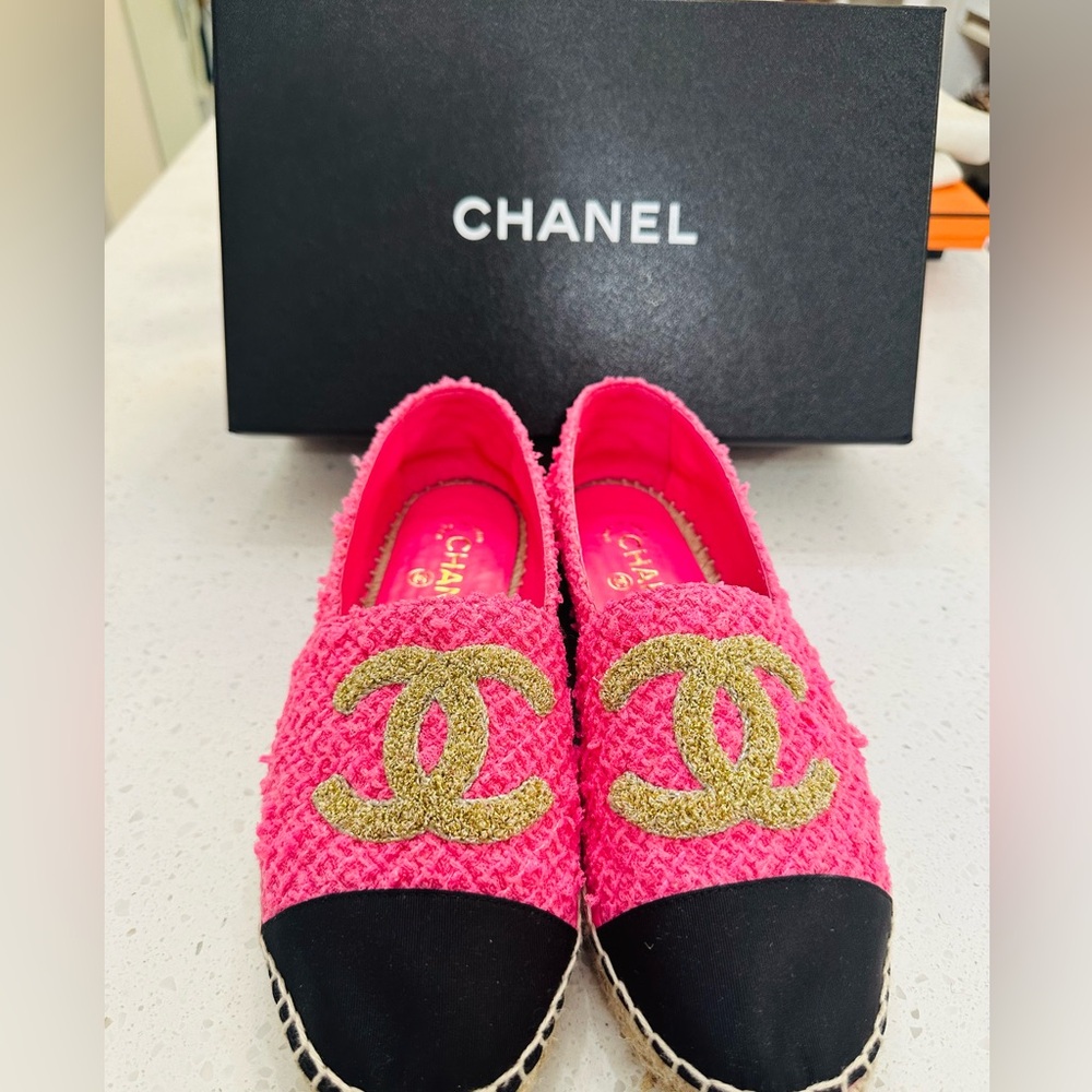 Pink/Black Chanel Espadrilles